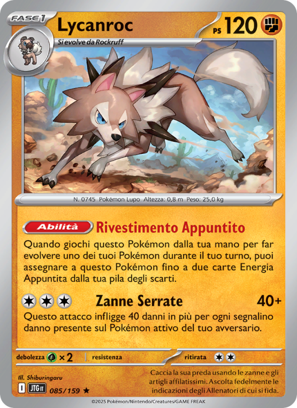 Lycanroc 085/190 — Journey Together (Italian Pokémon TCG card)