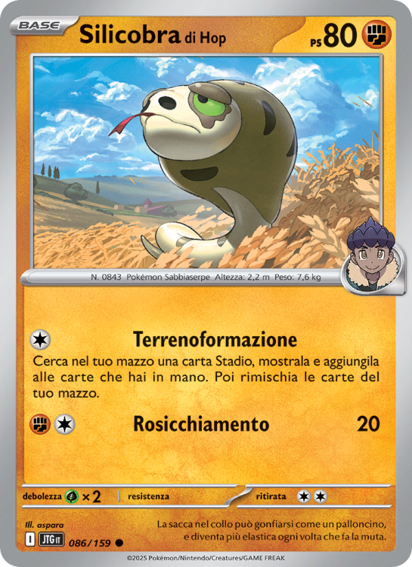 Silicobra di Hop 086/190 — Journey Together (Italian Pokémon TCG card)