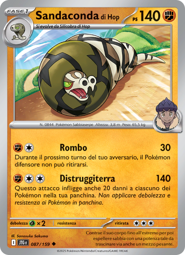 Sandaconda di Hop 087/190 — Journey Together (Italian Pokémon TCG card)
