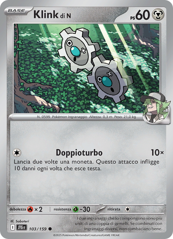 Klink di N 103/190 — Journey Together (Italian Pokémon TCG card)