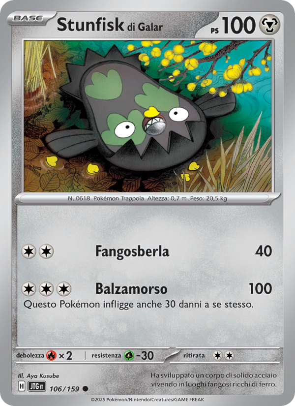 Stunfisk di Galar 106/190 — Journey Together (Italian Pokémon TCG card)