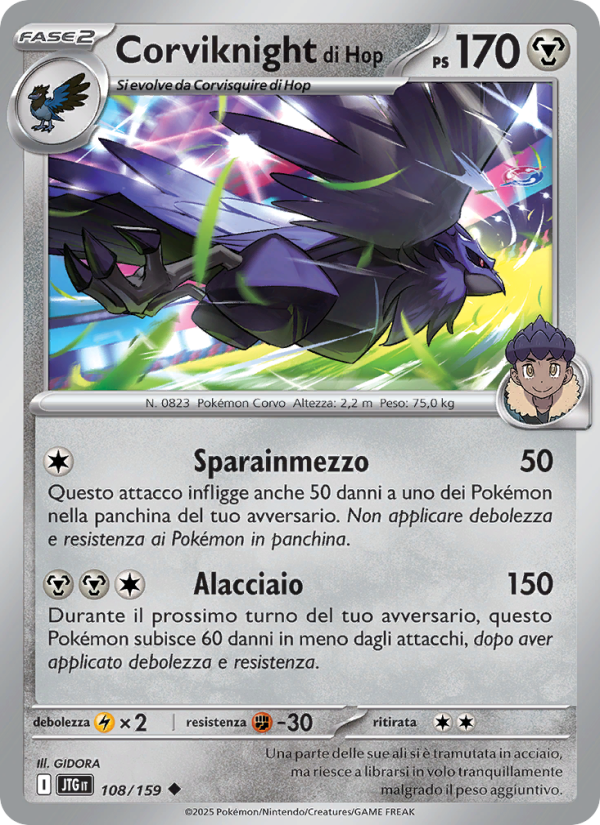 Corviknight di Hop 108/190 — Journey Together (Italian Pokémon TCG card)