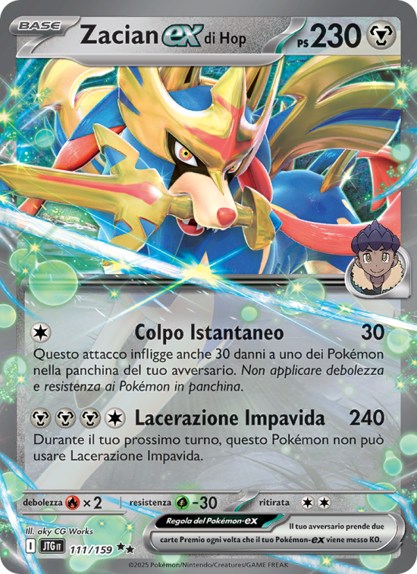 Zacian-ex di Hop 111/190 — Journey Together (Italian Pokémon TCG card)