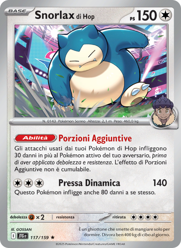 Snorlax di Hop 117/190 — Journey Together (Italian Pokémon TCG card)