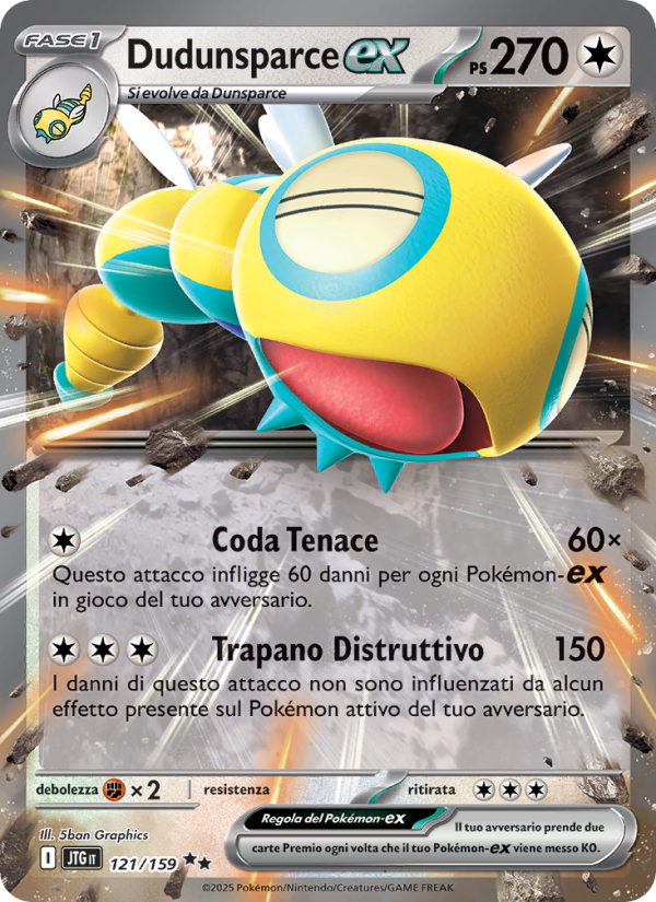 Dudunsparce-ex 121/190 — Journey Together (Italian Pokémon TCG card)