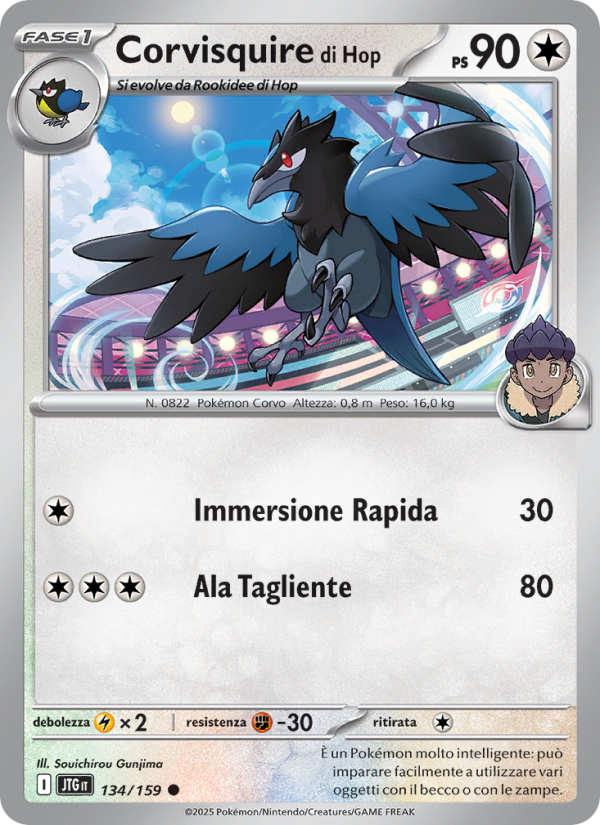 Corvisquire di Hop 134/190 — Journey Together (Italian Pokémon TCG card)