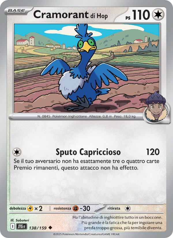 Cramorant di Hop 138/190 — Journey Together (Italian Pokémon TCG card)