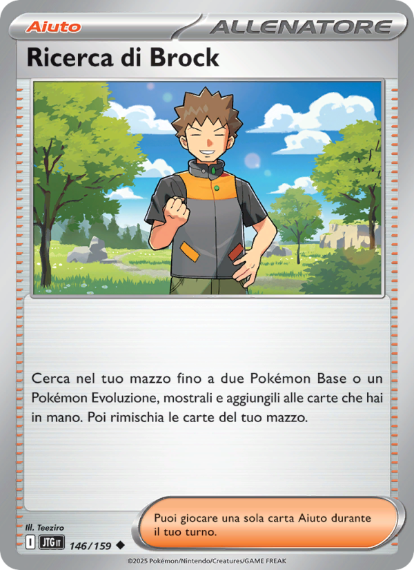 Ricerca di Brock 146/190 — Journey Together (Italian Pokémon TCG card)