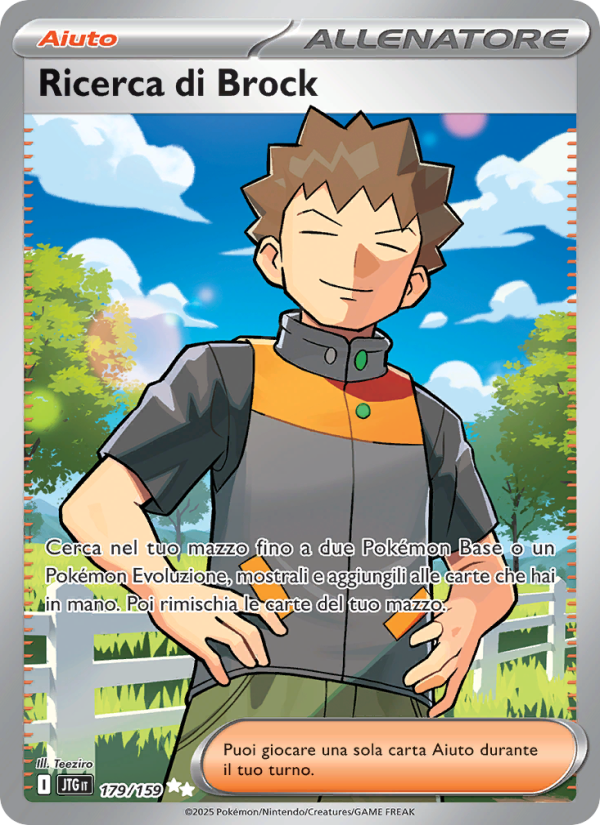 Ricerca di Brock 179/190 — Journey Together (Italian Pokémon TCG card)