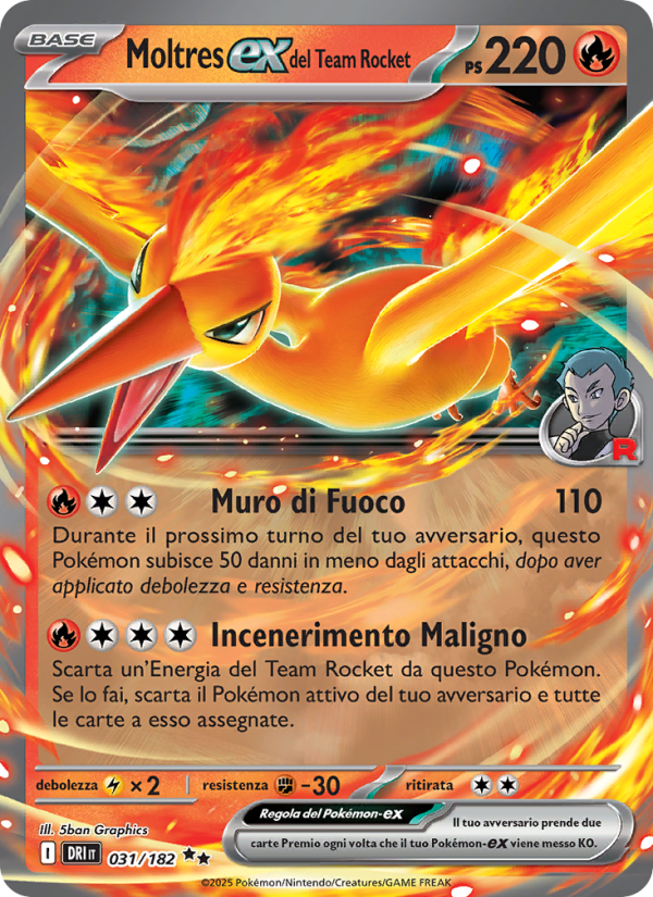 Moltres-ex del Team Rocket 031/244 — Destined Rivals (Italian Pokémon TCG card)