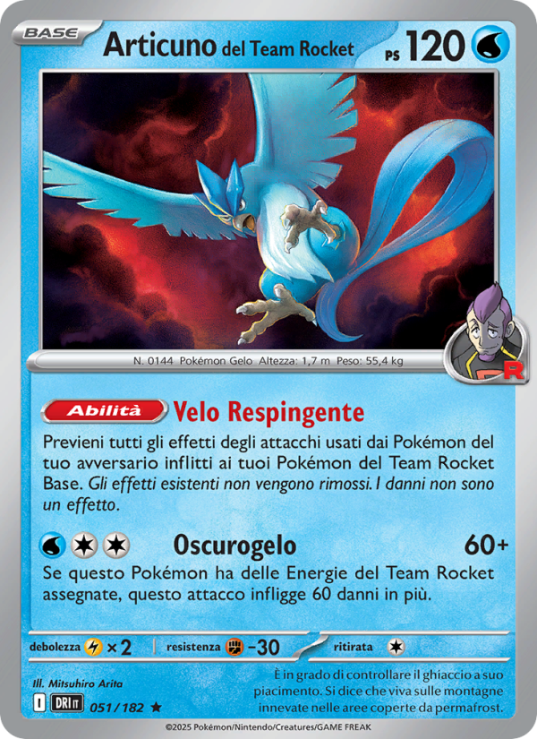 Articuno del Team Rocket 051/244 — Destined Rivals (Italian Pokémon TCG card)