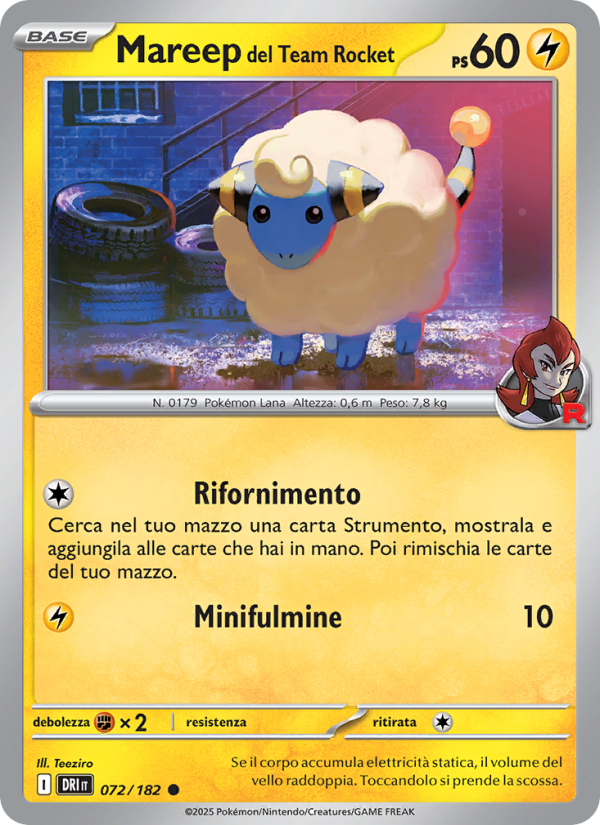 Mareep del Team Rocket 072/244 — Destined Rivals (Italian Pokémon TCG card)