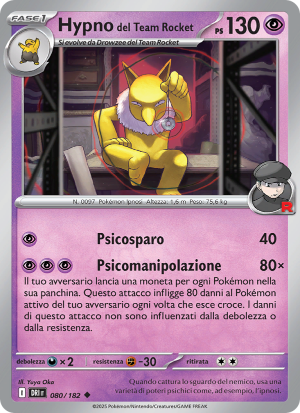 Hypno del Team Rocket 080/244 — Destined Rivals (Italian Pokémon TCG card)