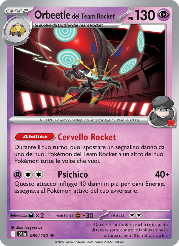 Orbeetle del Team Rocket 089/244 — Destined Rivals (Italian Pokémon TCG card)