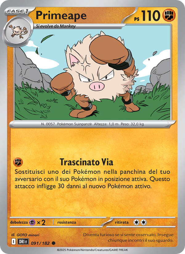 Primeape 091/244 — Destined Rivals (Italian Pokémon TCG card)