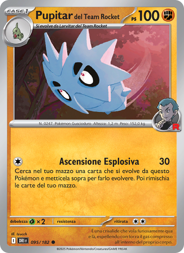 Pupitar del Team Rocket 095/244 — Destined Rivals (Italian Pokémon TCG card)