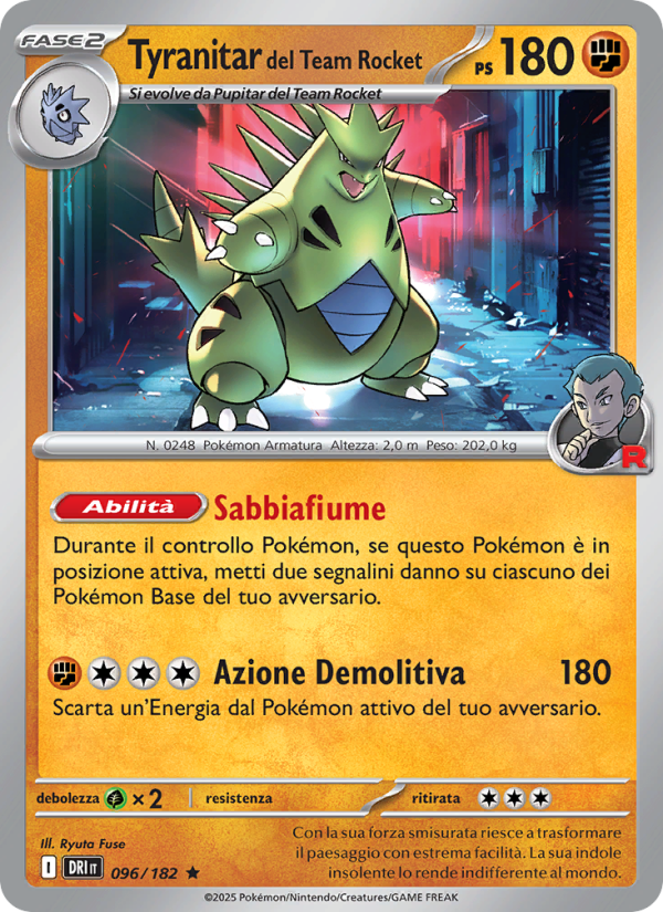Tyranitar del Team Rocket 096/244 — Destined Rivals (Italian Pokémon TCG card)