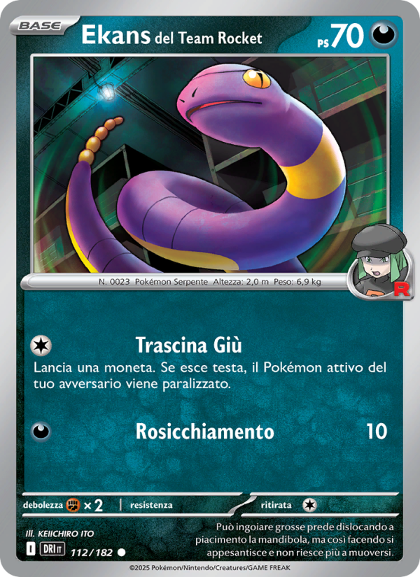 Ekans del Team Rocket 112/244 — Destined Rivals (Italian Pokémon TCG card)