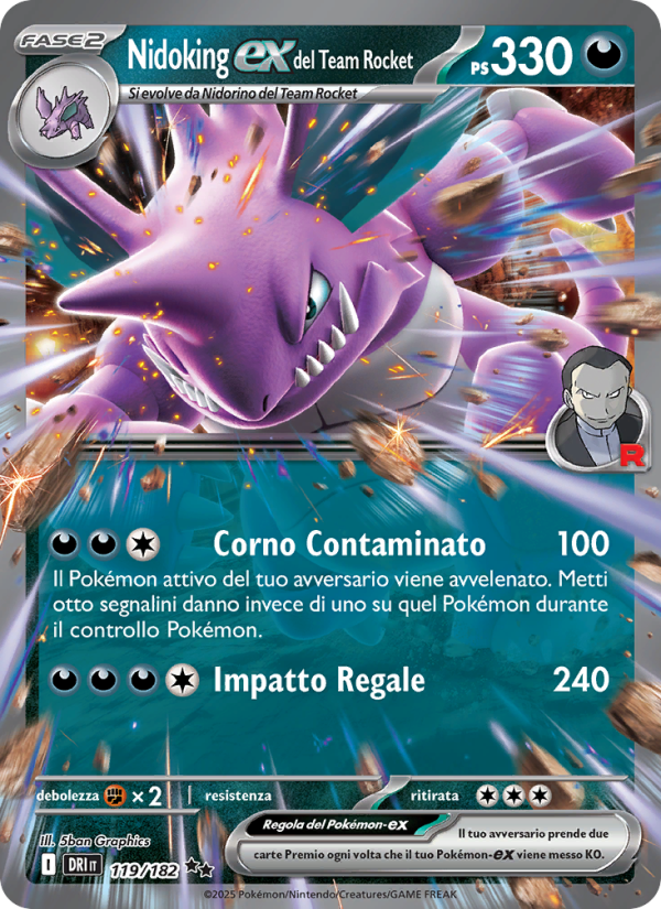 Nidoking-ex del Team Rocket 119/244 — Destined Rivals (Italian Pokémon TCG card)