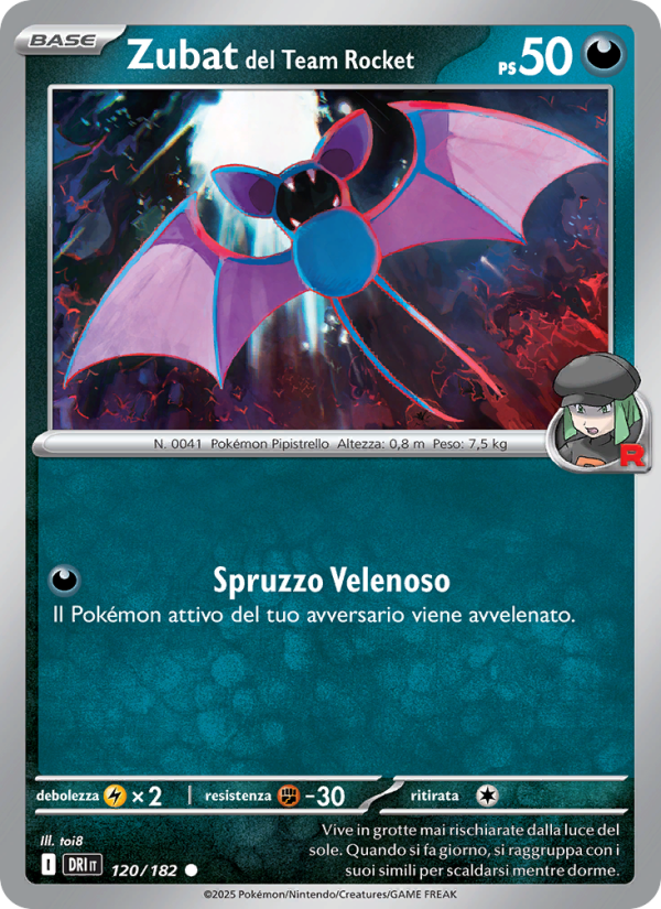 Zubat del Team Rocket 120/244 — Destined Rivals (Italian Pokémon TCG card)