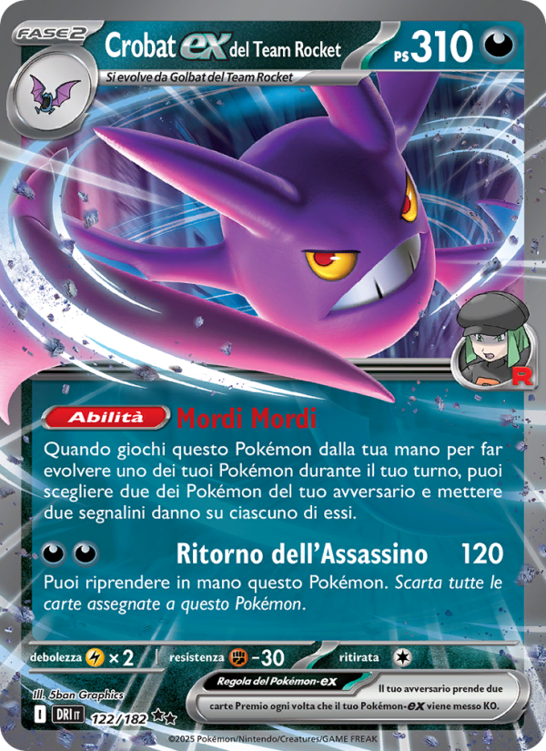 Crobat-ex del Team Rocket 122/244 — Destined Rivals (Italian Pokémon TCG card)