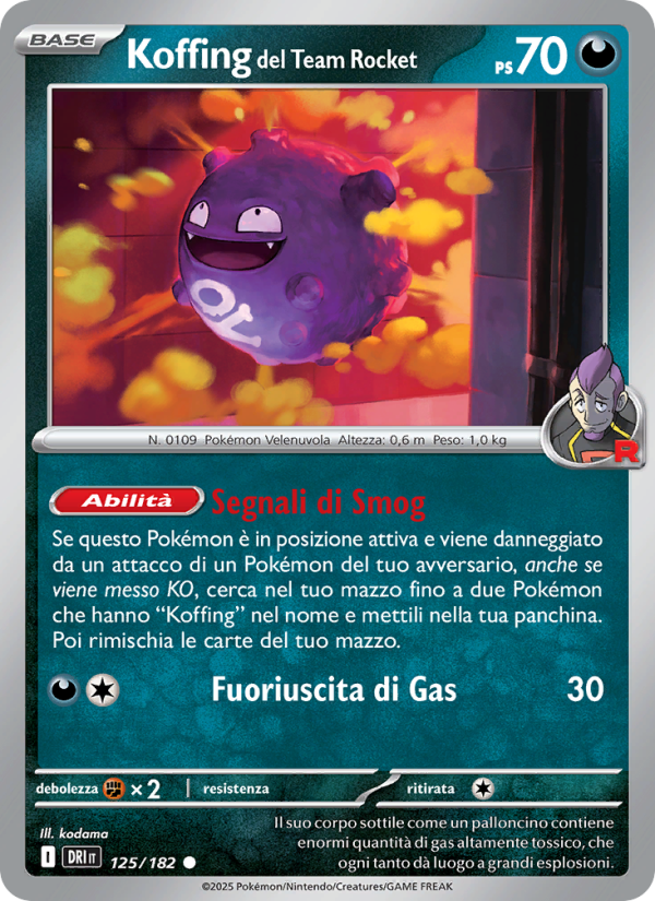 Koffing del Team Rocket 125/244 — Destined Rivals (Italian Pokémon TCG card)