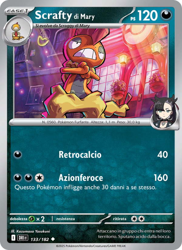 Scrafty di Mary 133/244 — Destined Rivals (Italian Pokémon TCG card)