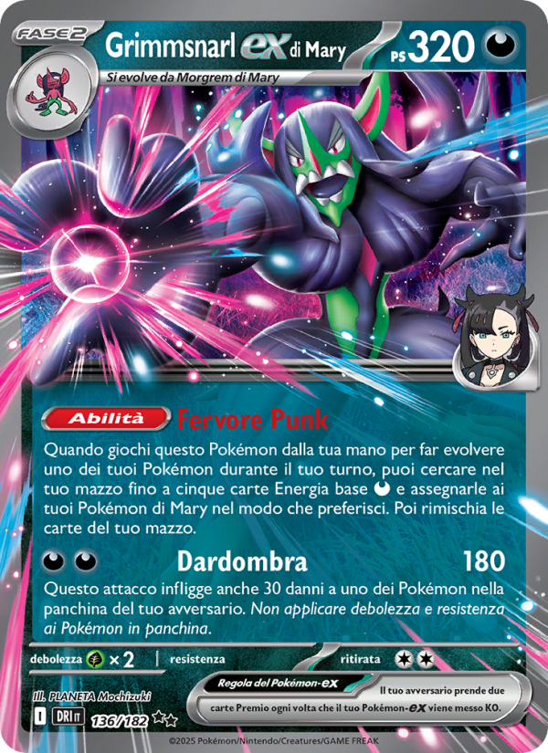 Grimmsnarl-ex di Mary 136/244 — Destined Rivals (Italian Pokémon TCG card)