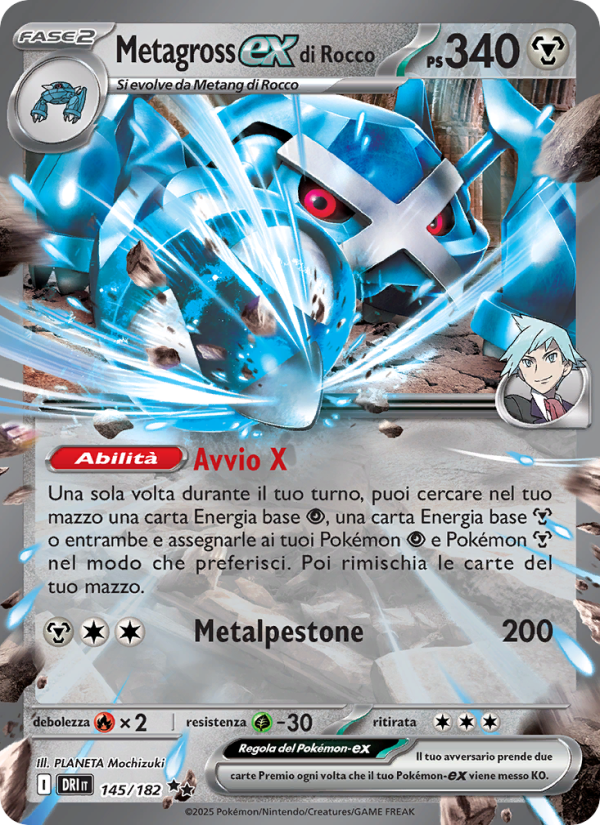 Metagross-ex di Rocco 145/244 — Destined Rivals (Italian Pokémon TCG card)