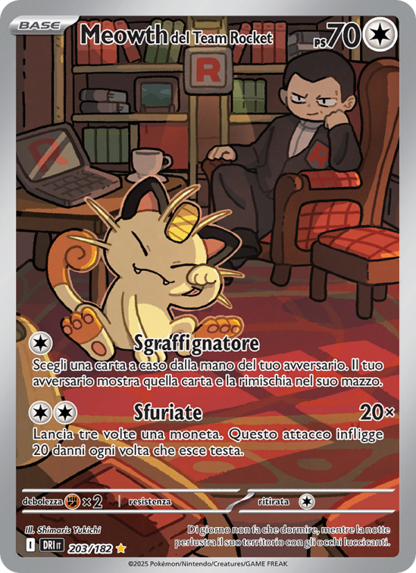 Meowth del Team Rocket 203/244 — Destined Rivals (Italian Pokémon TCG card)