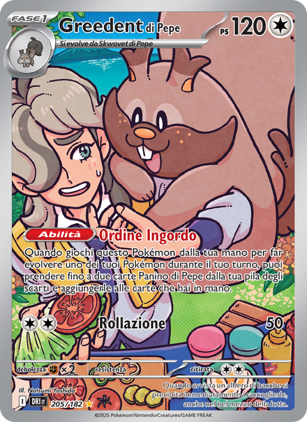 Greedent di Pepe 205/244 — Destined Rivals (Italian Pokémon TCG card)