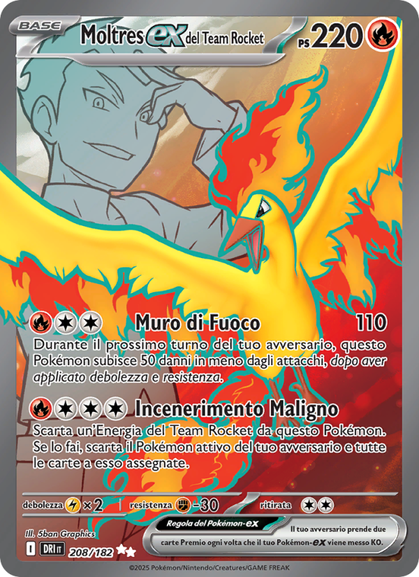 Moltres-ex del Team Rocket 208/244 — Destined Rivals (Italian Pokémon TCG card)