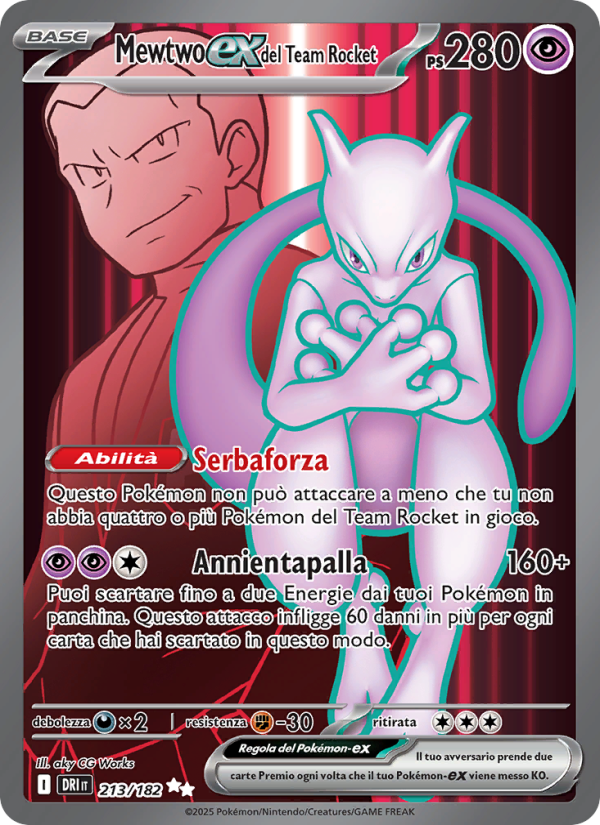 Mewtwo-ex del Team Rocket 213/244 — Destined Rivals (Italian Pokémon TCG card)