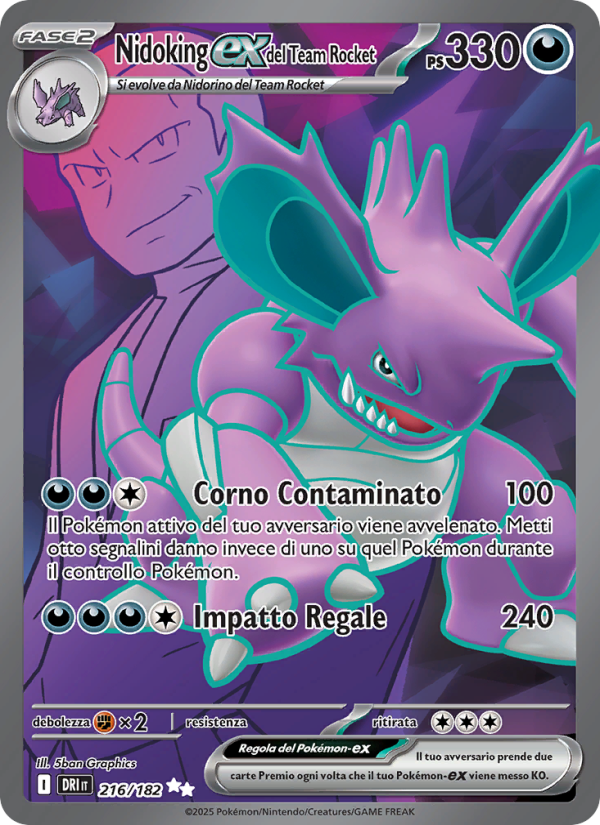 Nidoking-ex del Team Rocket 216/244 — Destined Rivals (Italian Pokémon TCG card)