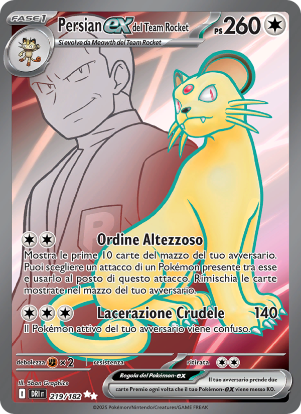 Persian-ex del Team Rocket 219/244 — Destined Rivals (Italian Pokémon TCG card)