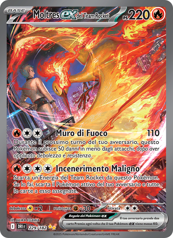 Moltres-ex del Team Rocket 229/244 — Destined Rivals (Italian Pokémon TCG card)