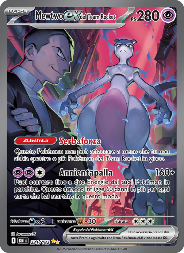 Mewtwo-ex del Team Rocket 231/244 — Destined Rivals (Italian Pokémon TCG card)