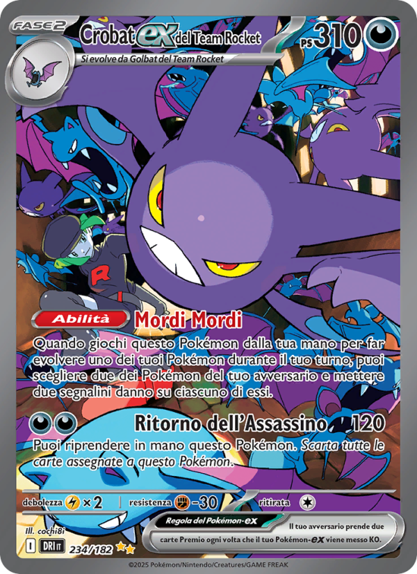 Crobat-ex del Team Rocket 234/244 — Destined Rivals (Italian Pokémon TCG card)
