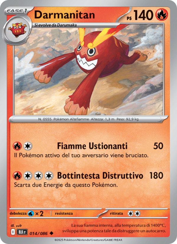 Darmanitan 014/172 — Black Bolt (Italian Pokémon TCG card)