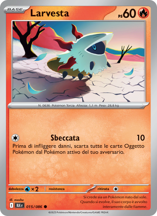 Larvesta 015/172 — Black Bolt (Italian Pokémon TCG card)