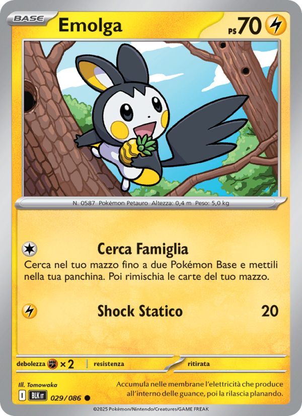 Emolga 029/172 — Black Bolt (Italian Pokémon TCG card)