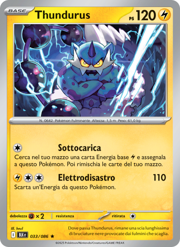 Thundurus 033/172 — Black Bolt (Italian Pokémon TCG card)
