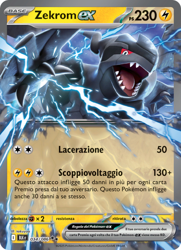 Zekrom-ex 034/172 — Black Bolt (Italian Pokémon TCG card)
