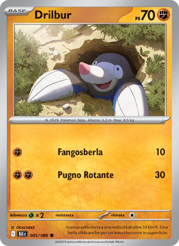 Drilbur 045/172 — Black Bolt (Italian Pokémon TCG card)