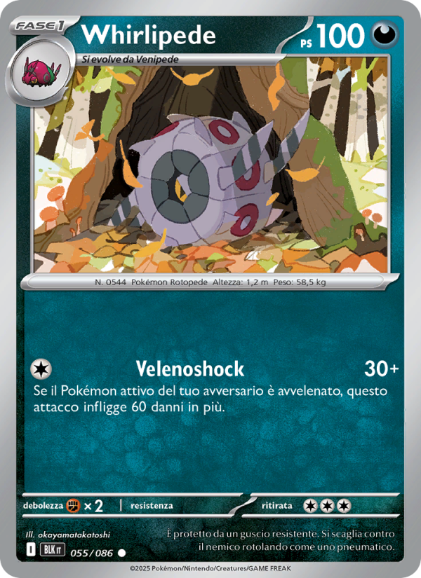 Whirlipede 055/172 — Black Bolt (Italian Pokémon TCG card)