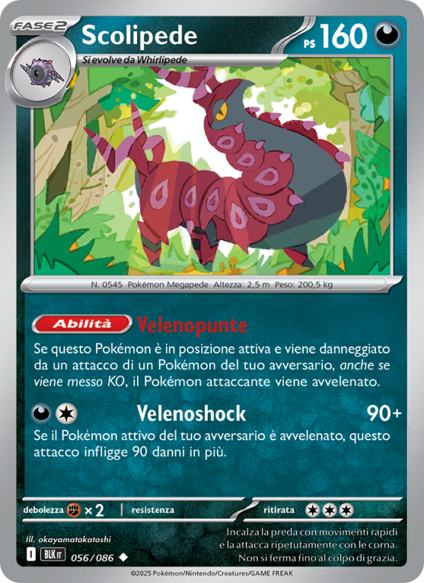 Scolipede 056/172 — Black Bolt (Italian Pokémon TCG card)