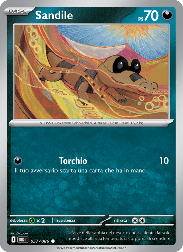 Sandile 057/172 — Black Bolt (Italian Pokémon TCG card)