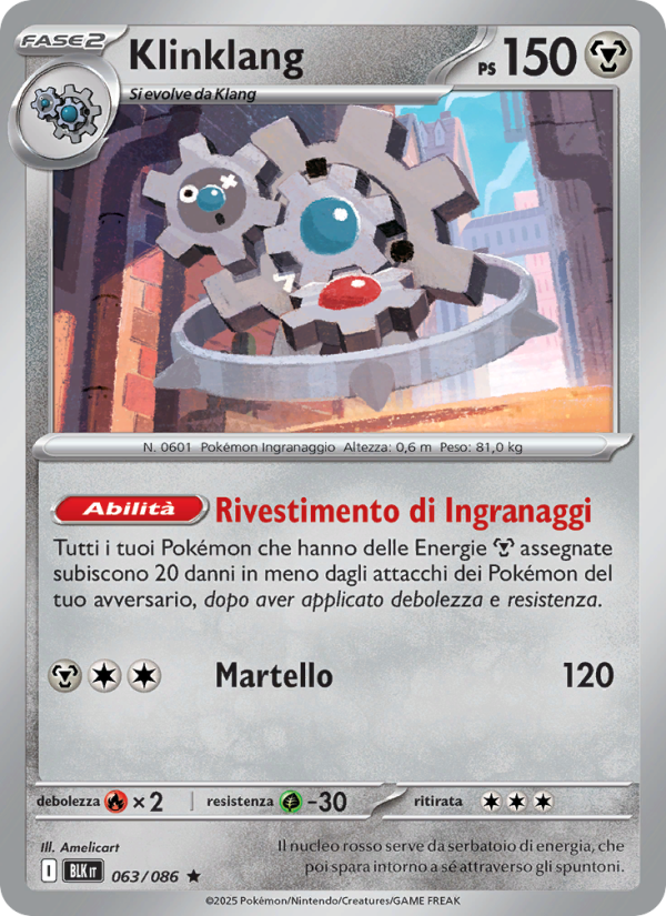 Klinklang 063/172 — Black Bolt (Italian Pokémon TCG card)