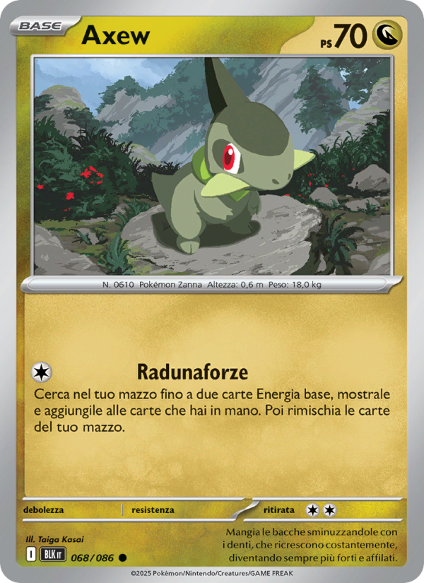 Axew 068/172 — Black Bolt (Italian Pokémon TCG card)