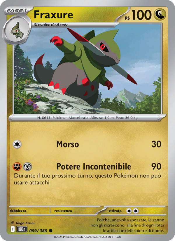 Fraxure 069/172 — Black Bolt (Italian Pokémon TCG card)